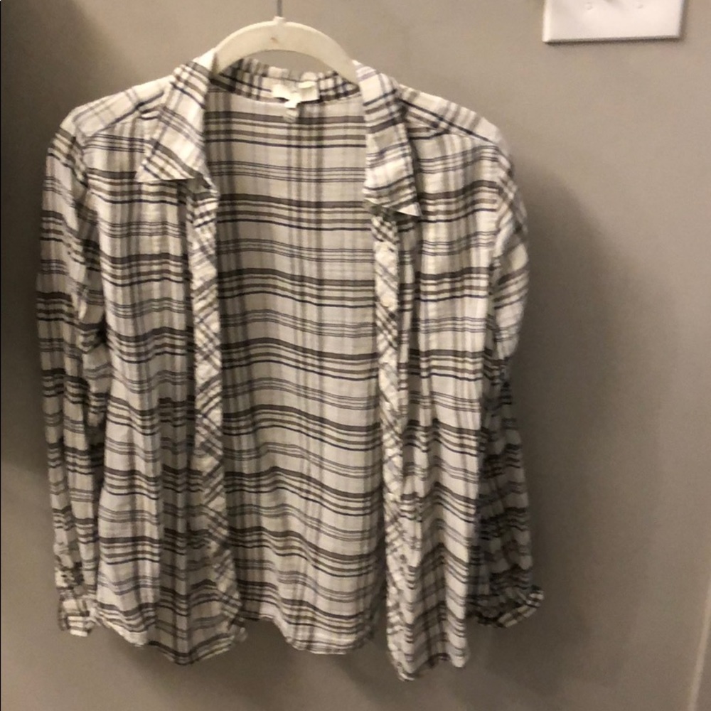 Joie White and Grey Flannel Shirt